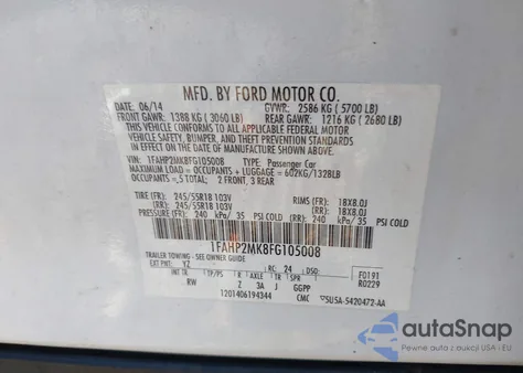 2015 Ford Police Interceptor z USA, uszkodzony, nr VIN 1FAHP2MK8FG105008